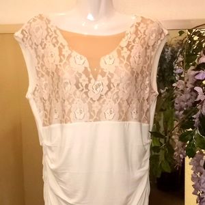 Boston Proper Lace Ruched Knit Tunic